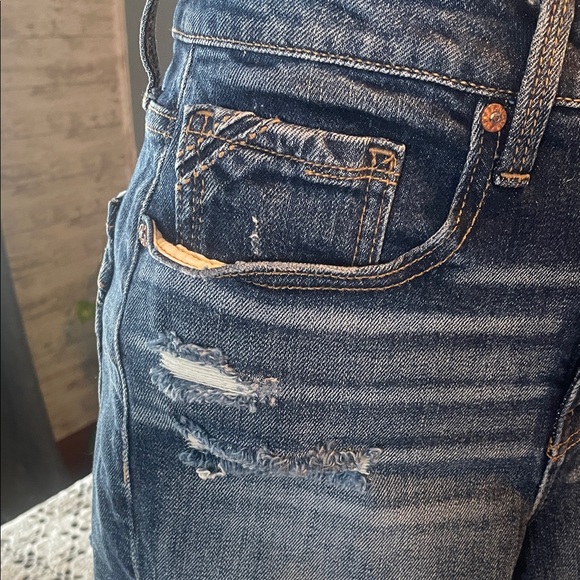 Buckle Dark Blue Jean Shorts - Picture 4 of 11